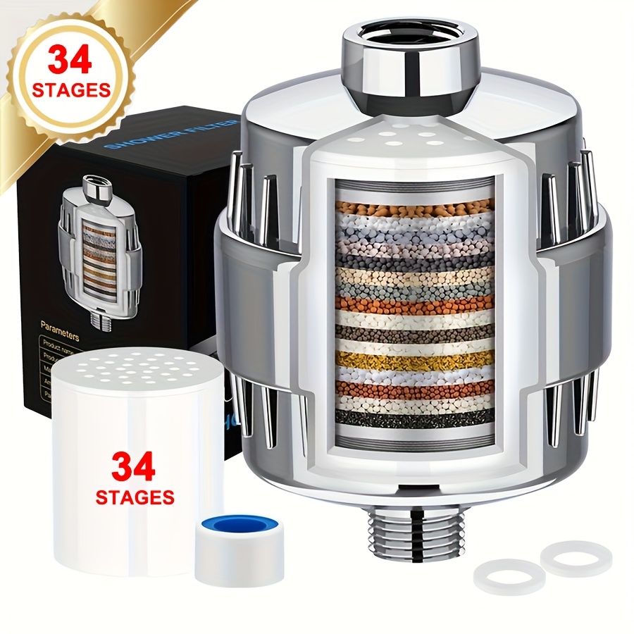 Image of 34--output Shower Water Filter, Suitable For Filters For Hard Water. Equipped With A Showerhead Filter With A Filter Cartridge – Polished Chrome Finish. Perfect For Halloween And Christmas Gifts.