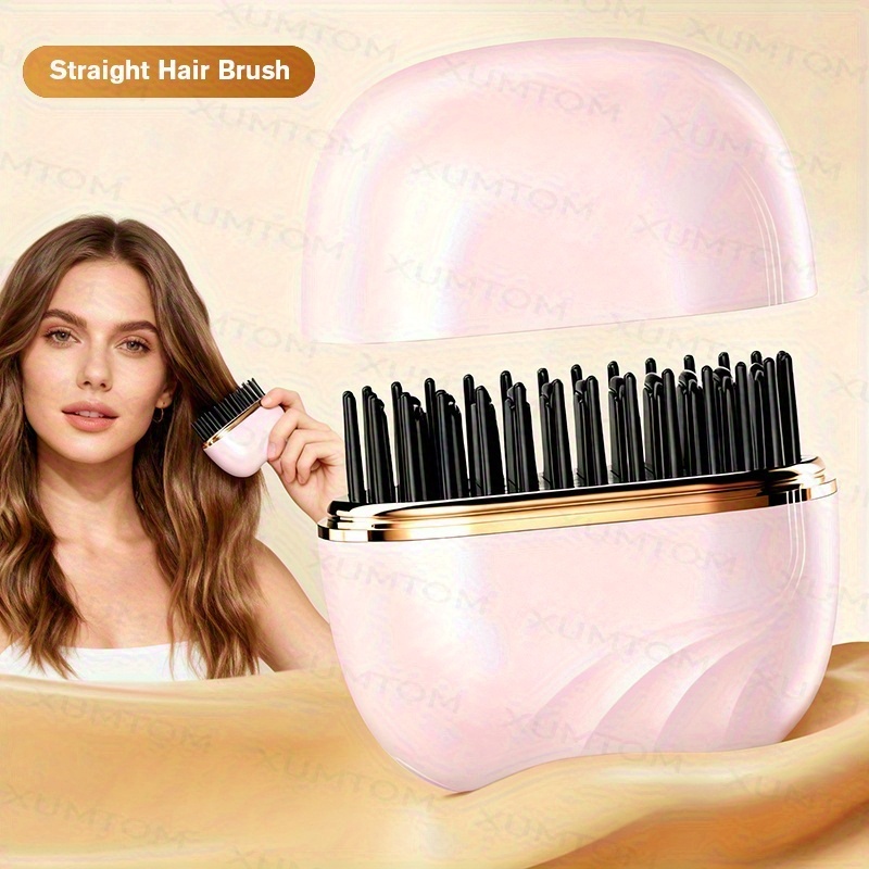cepillo alisador de pelo sin varillas, recargable por usb,   uso para alisar y  , calentamiento rápido,   para todo tipo de cabello, diseño -quemaduras, apagado automático,   y portátil, ideal para uso en casa y viajes, herramienta de peinado para mujeres con diseño de mango 5