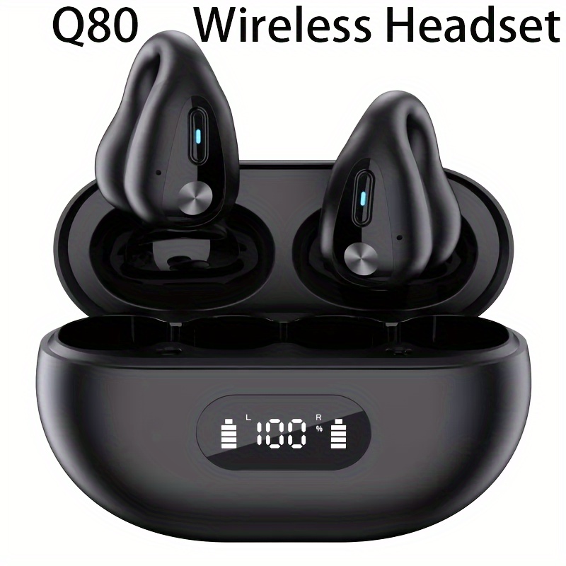 

Open Ear Clip Headphones Wireless 5.3 Wireless Clip On Earbuds, 48 Hour Time With Charging Case Digital Display, Fitness And Sports Earphones For