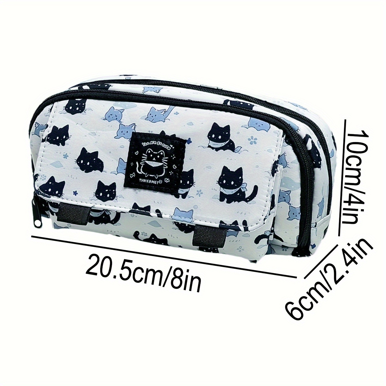 1pc Snow Kitten Print Pattern Pencil Case, 3-layer Pencil Case, Creative And Easy Kitten Pattern, Office Desktop Storage Item Stationery Box, School Supplies