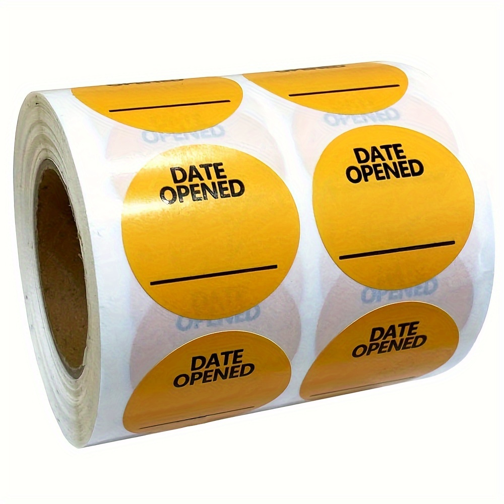 

Date Opened Stickers - 1.25" Diameter, 1000 Pcs, Paper Material, English Text