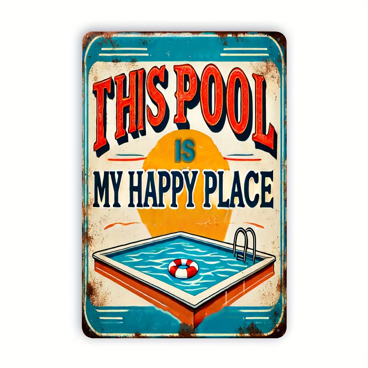 

Pool Is " Vintage Metal Tin Sign - Perfect For Home & Outdoor Pool Decor, Durable Iron Wall Art