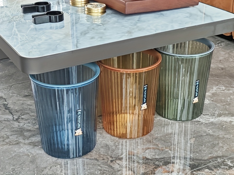 1pc large capacity good looking trash can simple pleated creative trash can plastic waste paper bucket garbage bin for bathroom living room bedroom and   use without Product details 3