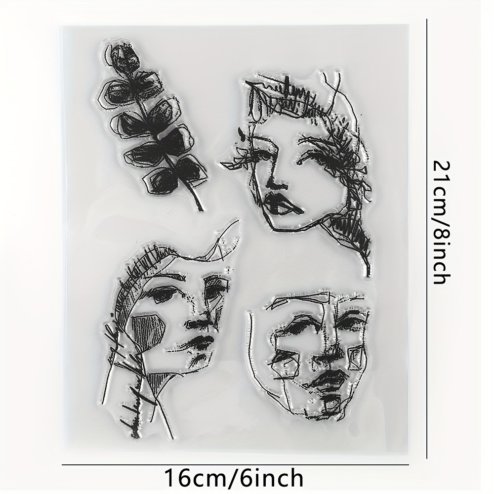 Image of Line Depicting Characters And Leaves Clear Stamps For Diy Craft Making Card Photo Album Scrapbooking Decoration,transparent Stamps Template Mould Art Decoration