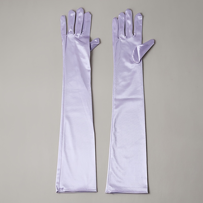 TEMU A Pair Of Light Purple Long Elegant Decorative Gloves, For Weddings, Stage Performances, Ceremonies, And Holiday Photo Props