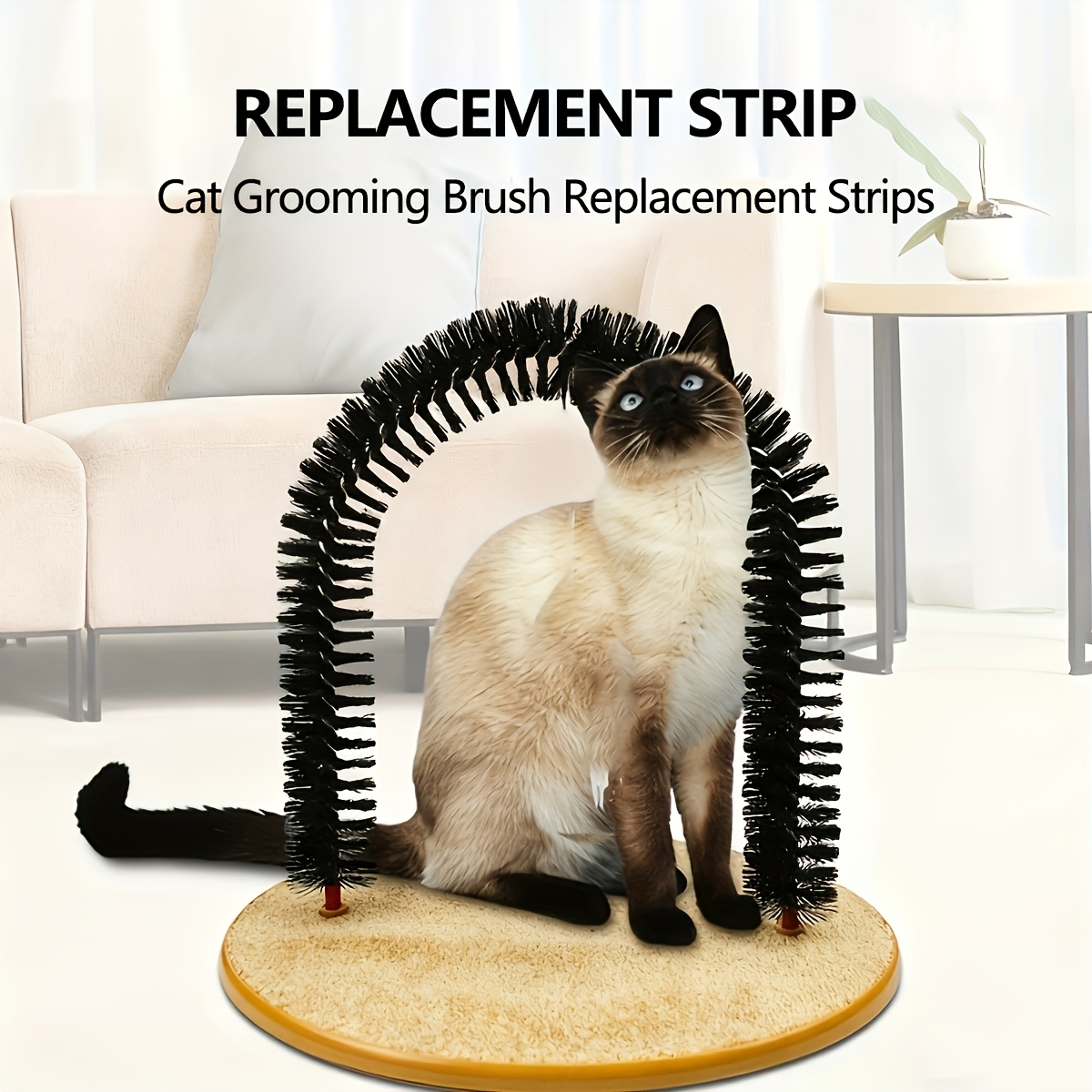 Station de grattage et de toilettage pour chats avec design en arc | Brosses en nylon résistant, griffoir et masseur pour chats d'intérieur, surface rembourrée douce (seulement la brosse, pas la base)