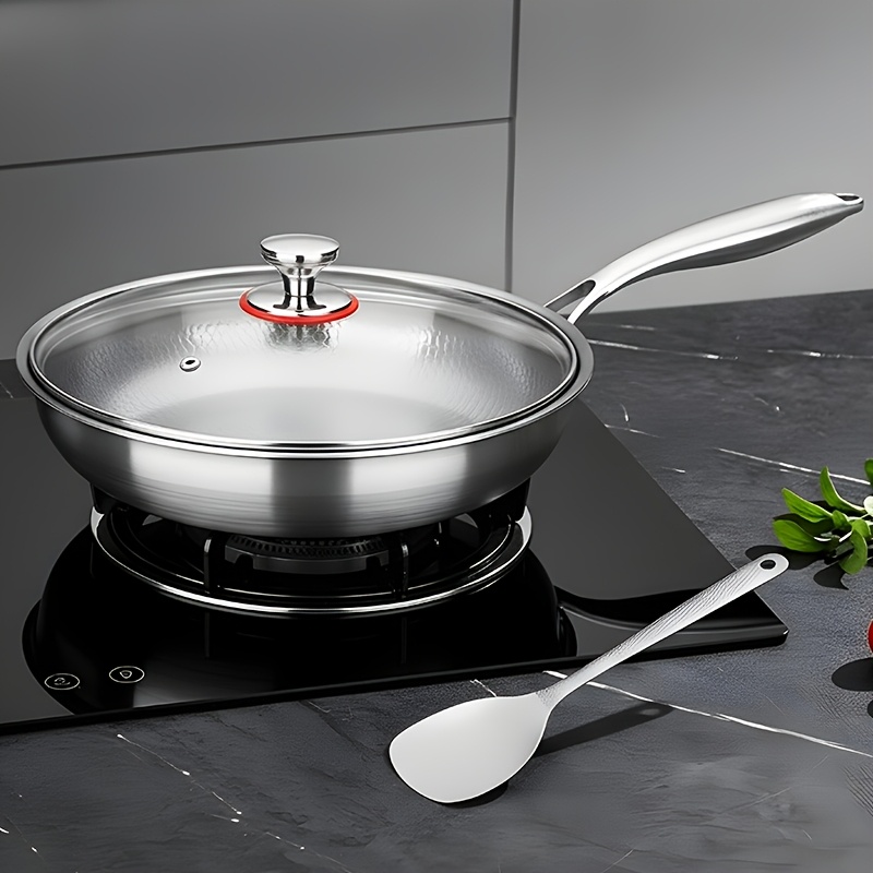 TEMU Titanium Frying Pan With Lid, With Spatula, Titanium Frying Pan (12.6 Inches) - Durable, Scratch-resistant, , Suitable For All Stoves, For