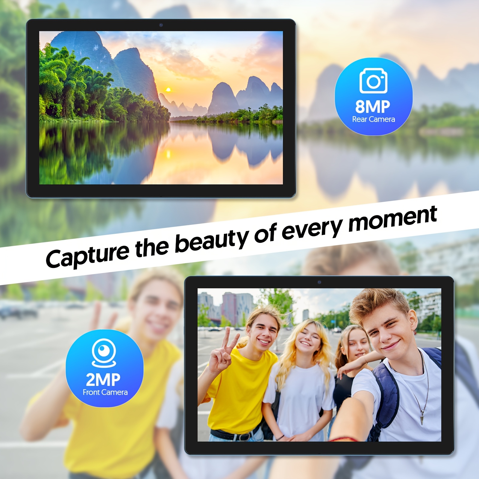 10-inch Android 15 Tablet, Tablet with (Keyboard, Mouse, Stylus, Protective Case) Optional, 12GB (3G+9G Virtual) RAM, 64GB ROM, Supports 1TB Memory Expansion, 6000mAh Battery, 1280*800 IPS High-definition Touch Screen, 2MP+8MP Dual Cameras, 5Gwifi