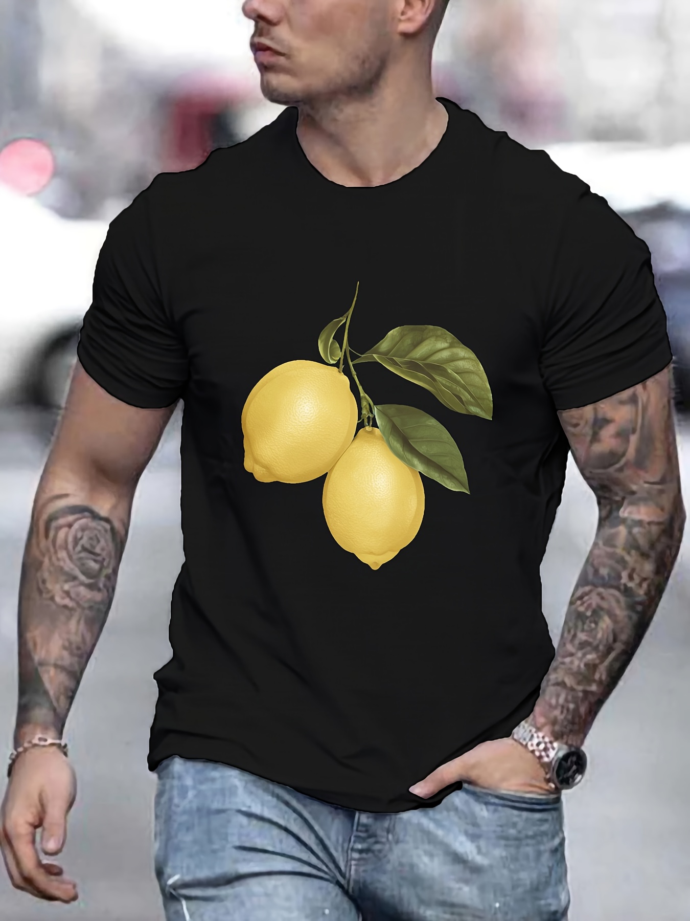 mens lemon shirt sold on Temu United States
