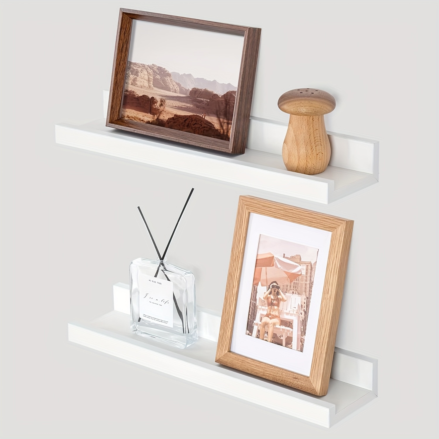 2pcs Small Wall Mounted Floating Racks for Picture Display