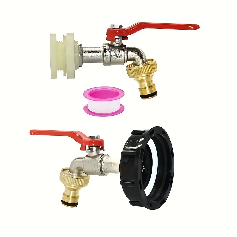 

1pc, Alloy Ibc Tank Faucet With Brass Spout And Ptfe Tape Accessories, Anti-corrosion, Acid Alkali Resistant, Durable Seal For Standard Ibc Container Valve, Garden Hose, Yard Watering Equipment
