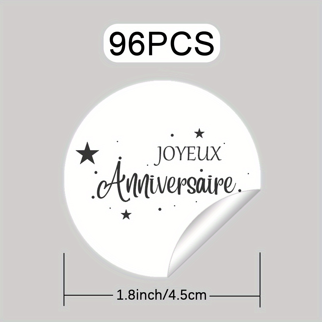 TEMU 96pièces Autocollants Anniversaire Français avec Étoiles - Design Élégant Cursive " Anniversaire", Fond Pastel Rose & Paillettes Dorées, Parfait
