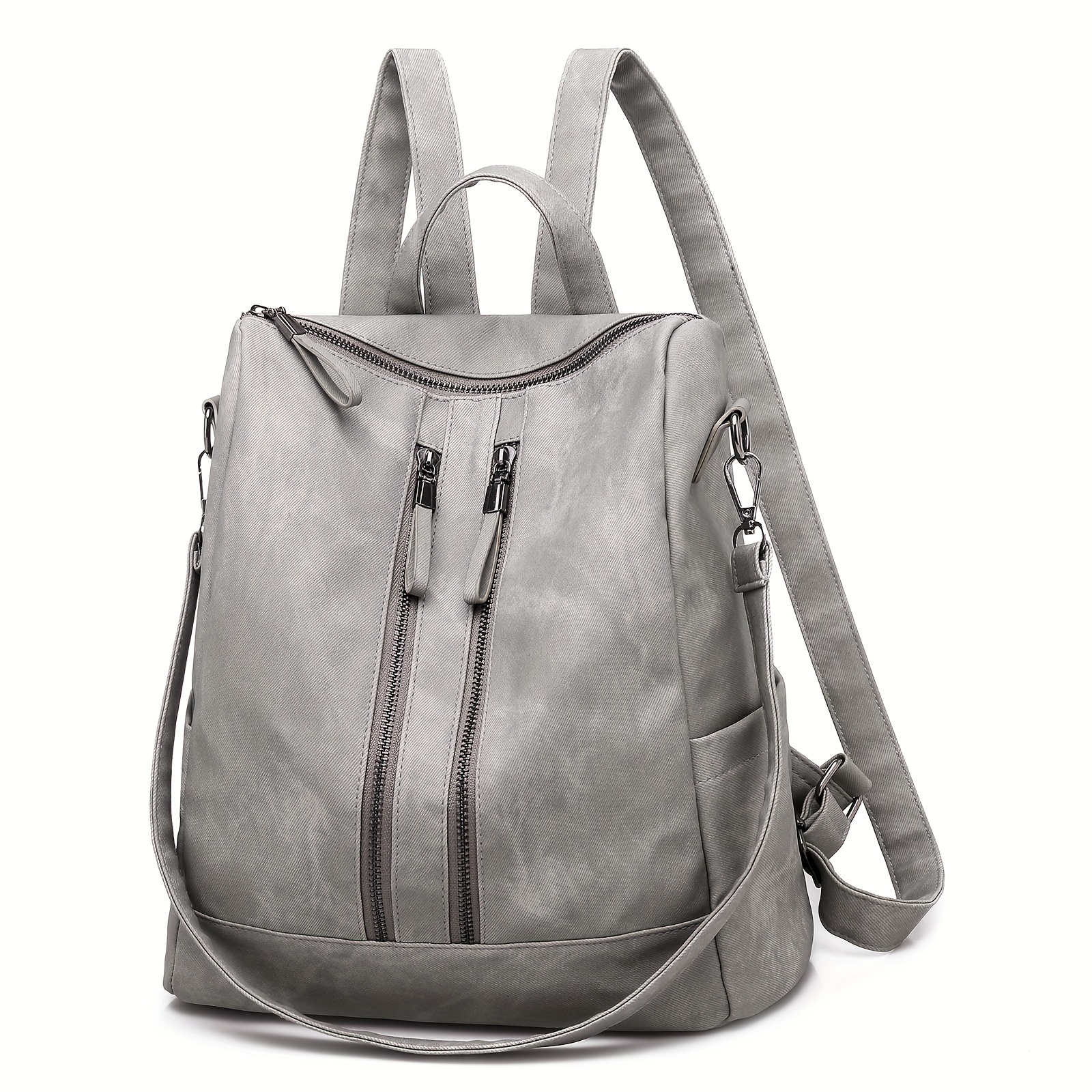 

Vintage Minimalist Women's Backpack With Adjustable Straps, Zipper Closure Bag With Polyester