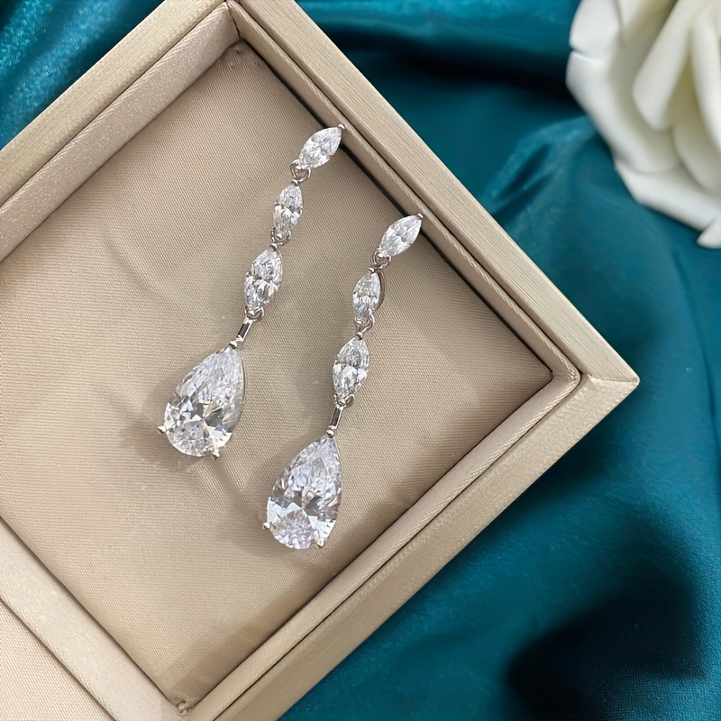 Water Drop Zirconia Pendant Earrings for Wedding Party