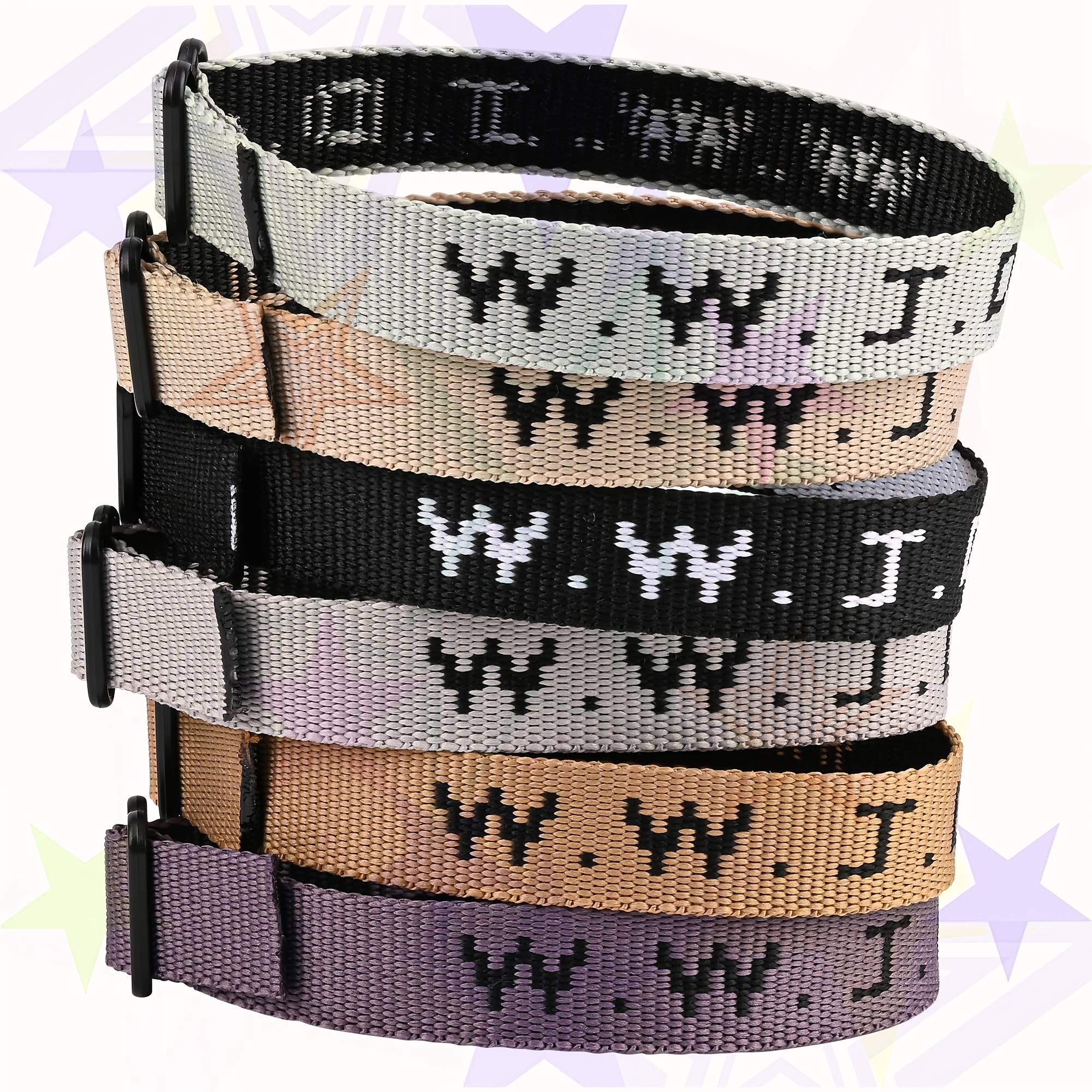 TEMU 6pcs Elizabe Wwjd Bangle Bangle Bracelet Pack Bulk Pack Suitable For , Adjustable Christian Wristbands With Jesus Symbol, Non-metal Religious