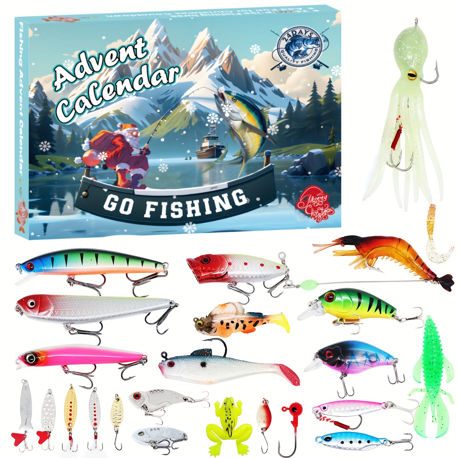 

2024 Fishing Advent Calendar - 24-day Christmas Countdown Lure Set For Men & Teens - Perfect Surprise Gift For Dad, , Brother, Boyfriend