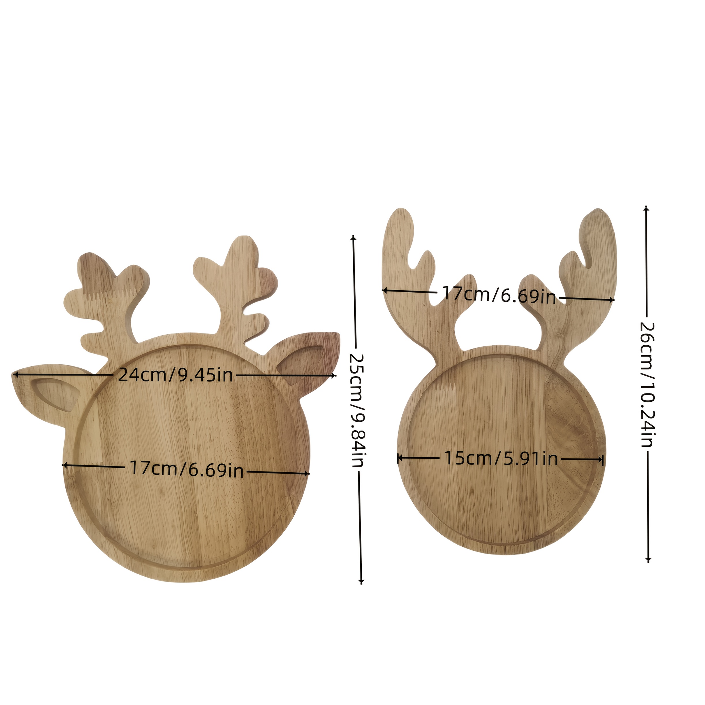 TEMU 2pcs Wood Reindeer Antler Serving Tray Set - Rustic Christmas Antlers With Antler Shelves, Multi-holiday Fruit Board & Nut Plate For , Snacks,