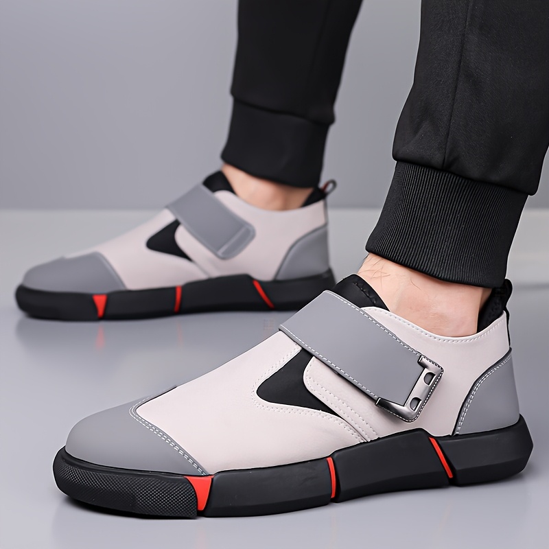 Men'S Casual Sneakers with Adjustable Hook-and-Loop Closure, Black & Red Accents, EVA Sole, Low-Top Design for All-Season Comfort - Perfect for Hiking & Outdoor Activities, Hiking Footwear | Stylish Casual Shoes | Durable Footwear