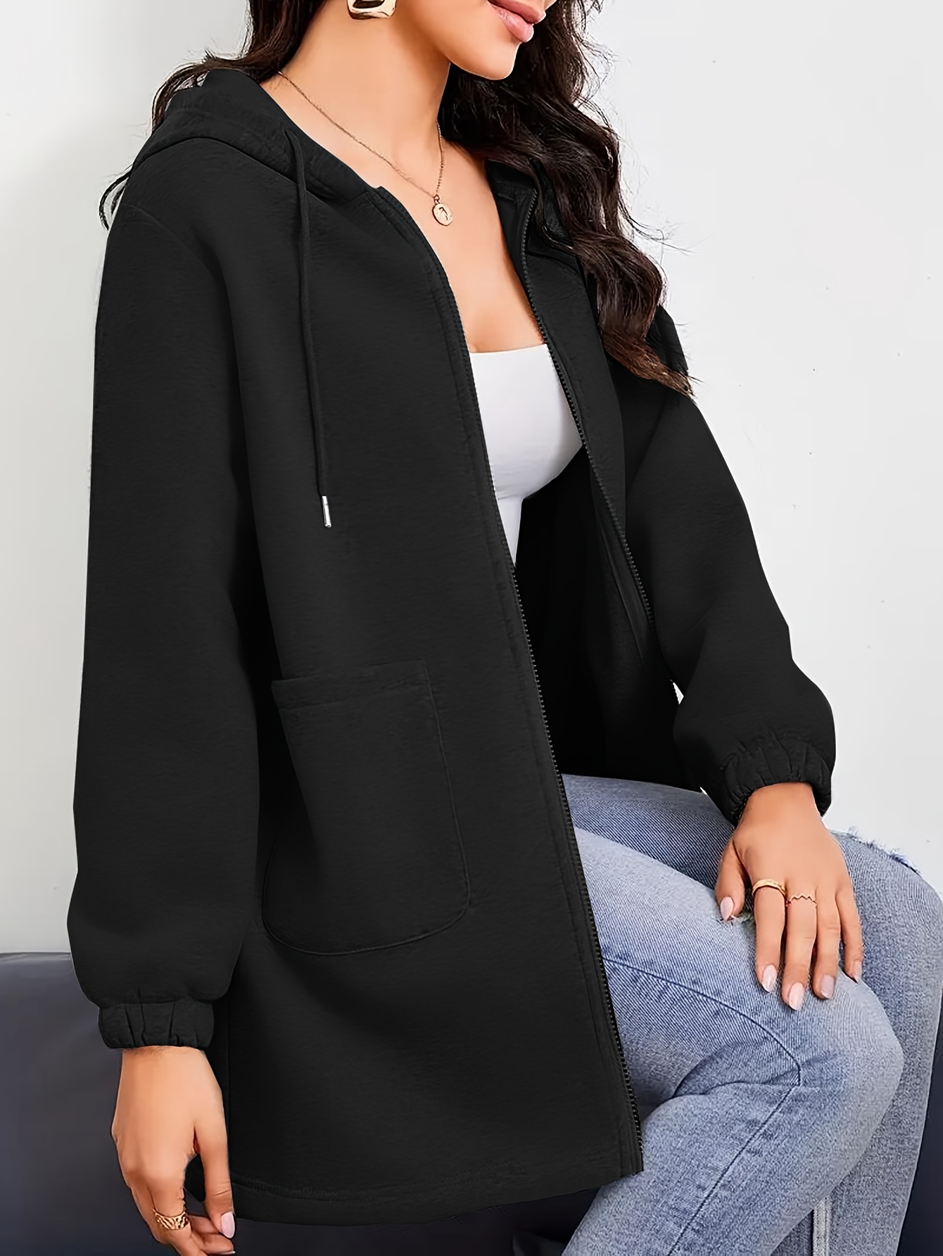 plus size plus size womens casual long sleeve zip hoodie Temu Canada