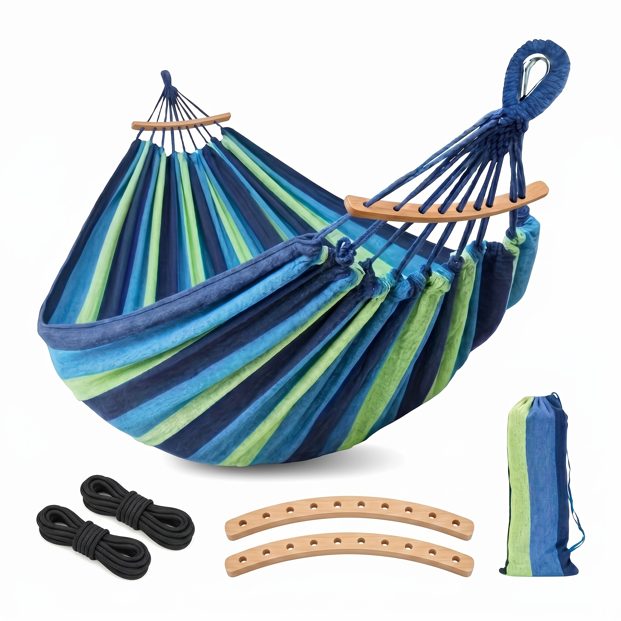 TEMU Oversized Wide Canvas Hammock, Extra Thick Weight Bearing Swing Bed, Weather Resistant Hanging Lounge For Patio Lawn Backyard Outdoor Leisure,