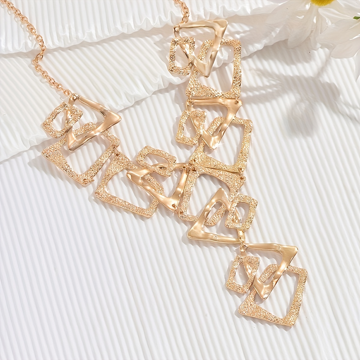 Triangle & Square Geometric Y Necklace