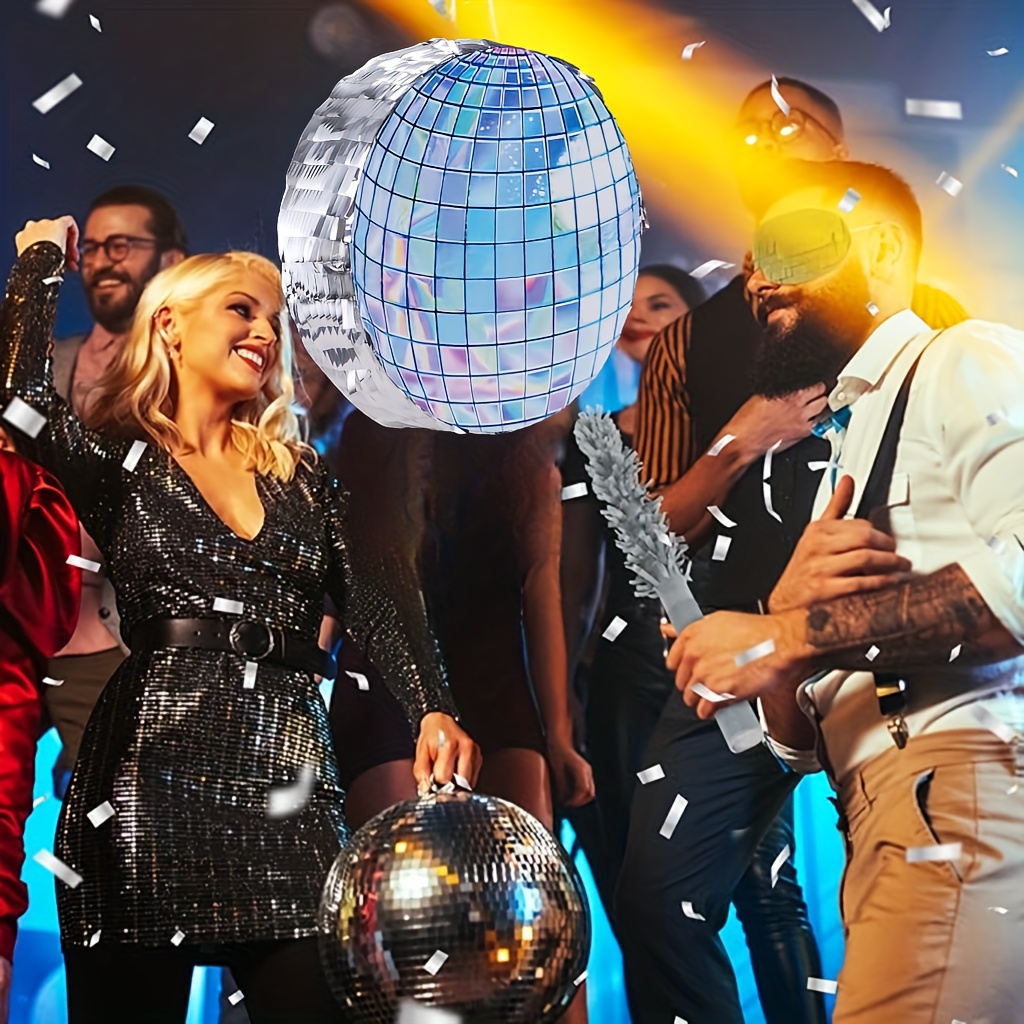 4pcs Disco Ball Shaped Pinata Set with Bat and Confetti