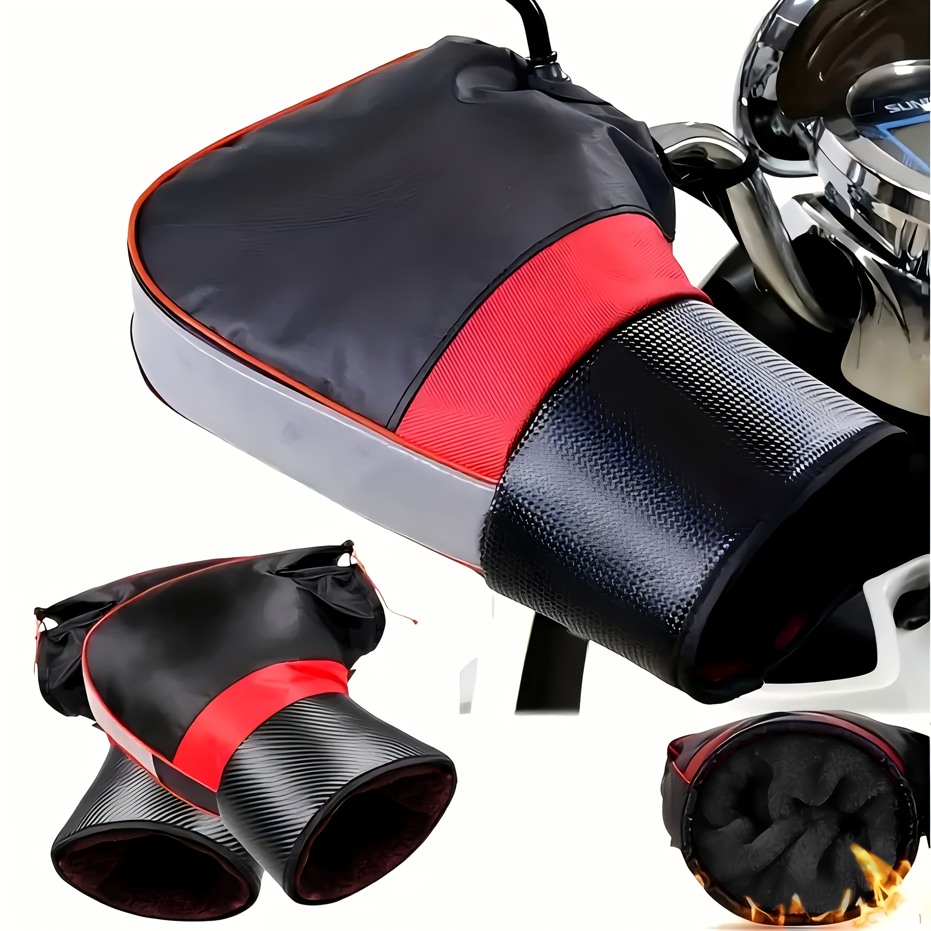 Image of 1 Pair Winter Riding And Motorcycle Gloves - Fleece-lined Thick Handlebar Covers, Suitable For Outdoor Winter Activities, Fits Models, Riding Gloves