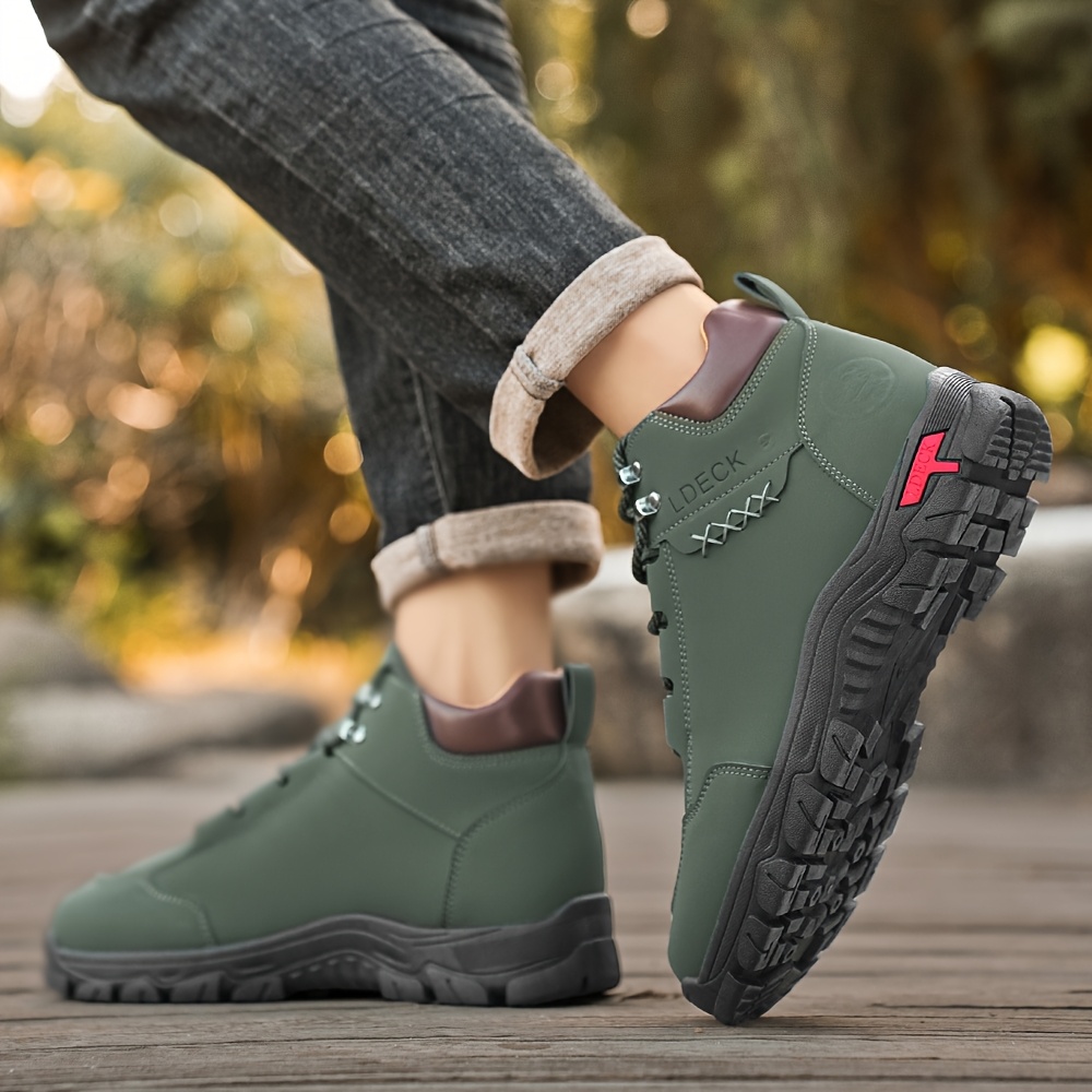 mens stylish high top outdoor walking boots durable non slip casual lace up with rugged tread for hiking casual attire       boots   boots boots hiking boots Product details 5