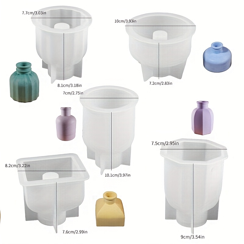 E-shop 5-teiliges Set – Kreative Vase Silikonform DIY Blumentopf Bastelzubehör Gießform für Beton, Gips, Epoxidharz Garten-Dekoration