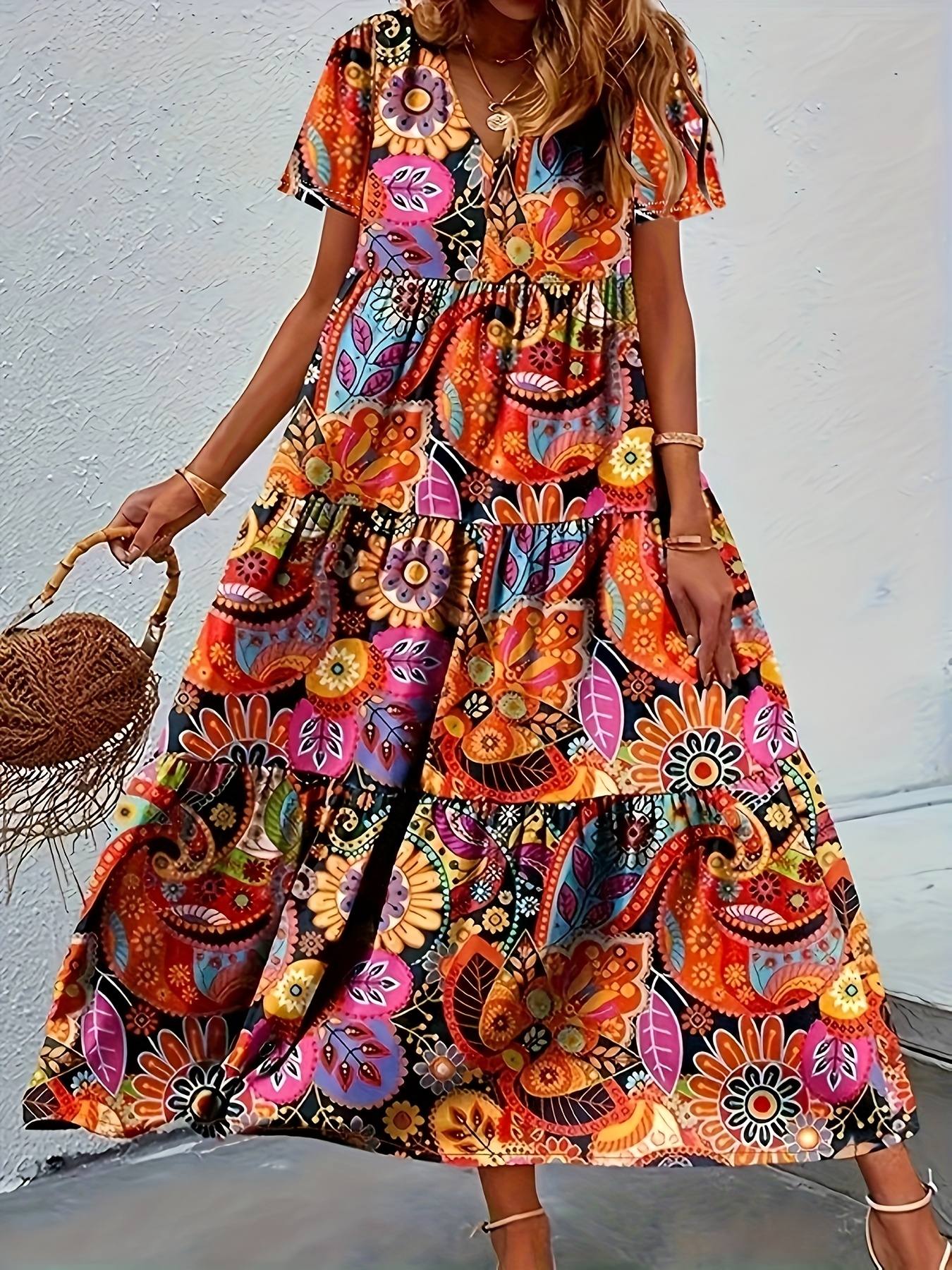 womens fashionable elegant plus size maxi dress vibrant - Temu Germany