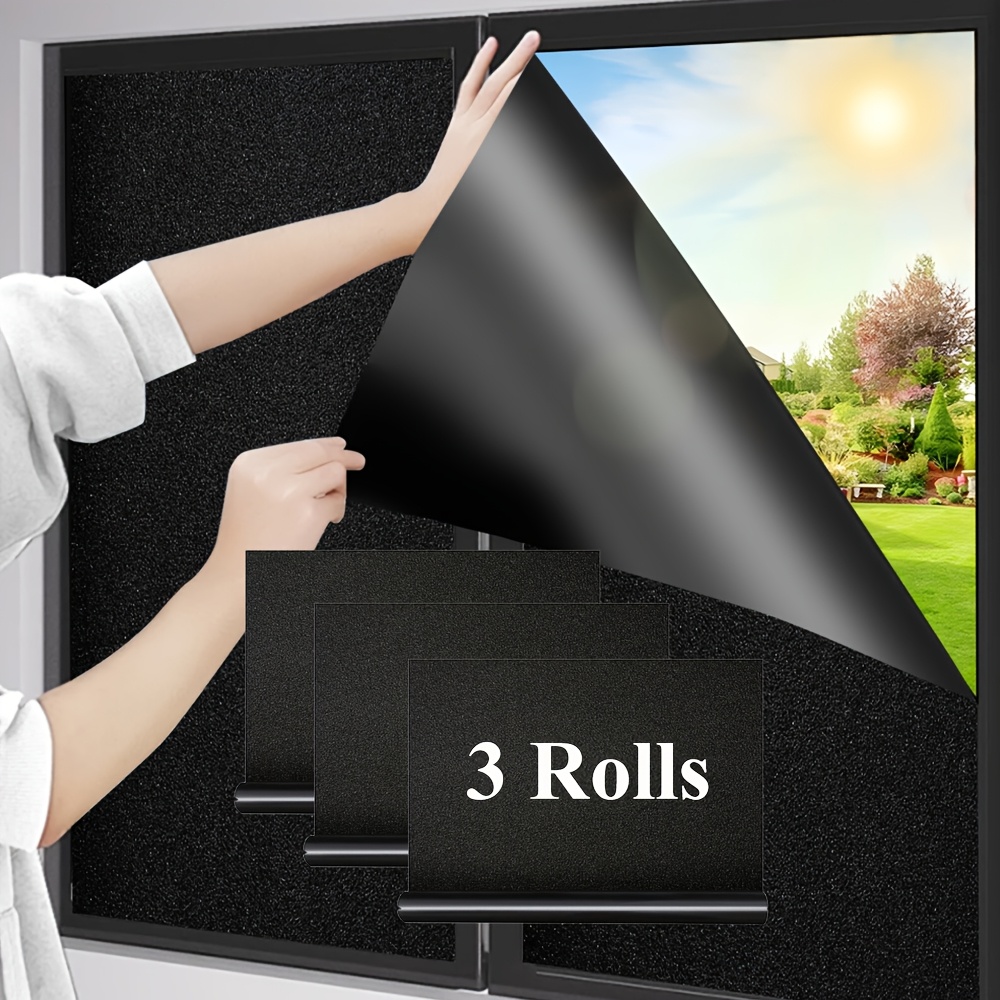 Full Blackout Privacy Window Film In Rolls Of 1/2/3, Made Of Pvc Frosted Glass, Ideal For Home, Office, Or Bathroom Use. It Serves As A Removable Privacy Barrier And Is Easy To Apply And Remove