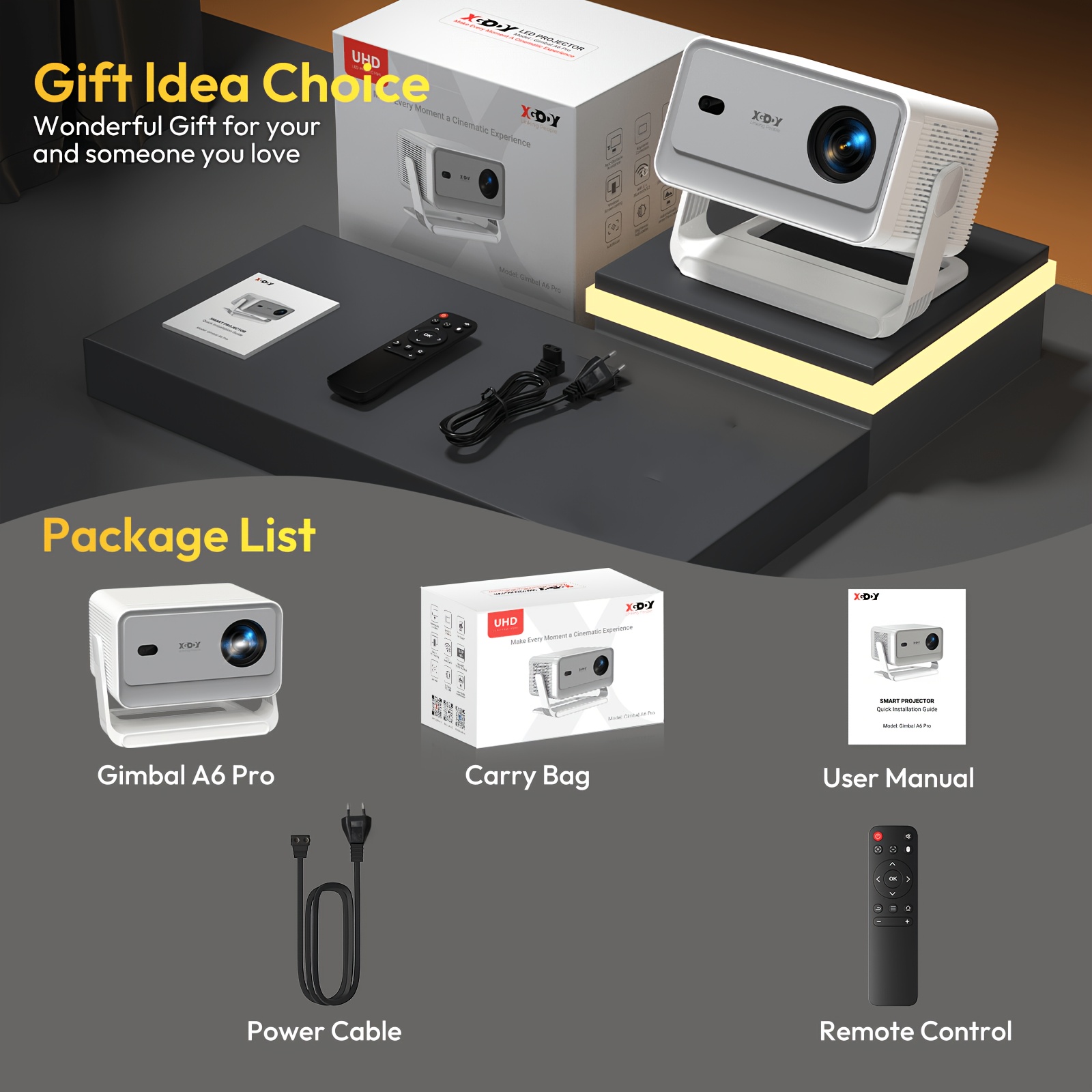 Xgody Smart 14 Projector, 650ansi Brightness, Native 1080p With 8k Support, And Keystone Correction, 3 Brightness (standard/high Brightness/eye Protection), Video Outdoor Projector, Valentine's Day