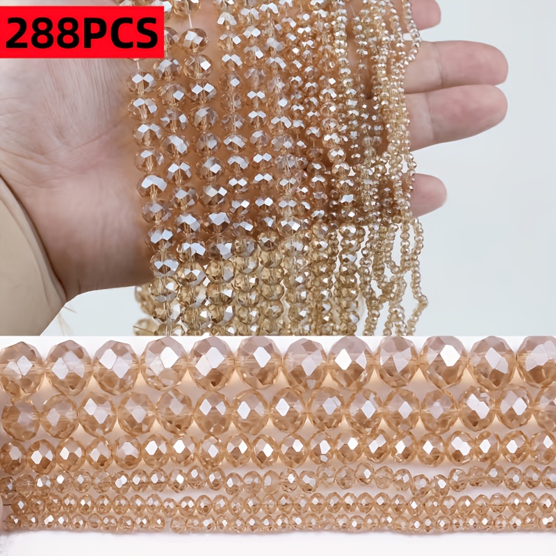 TEMU 288pcs Amber Glass Beads 4mm 6mm 8mm Suitable For Making, Bracelet & Spacers, Resin Bead Blending, Stringing Supplies, Craft Bead Assortment For
