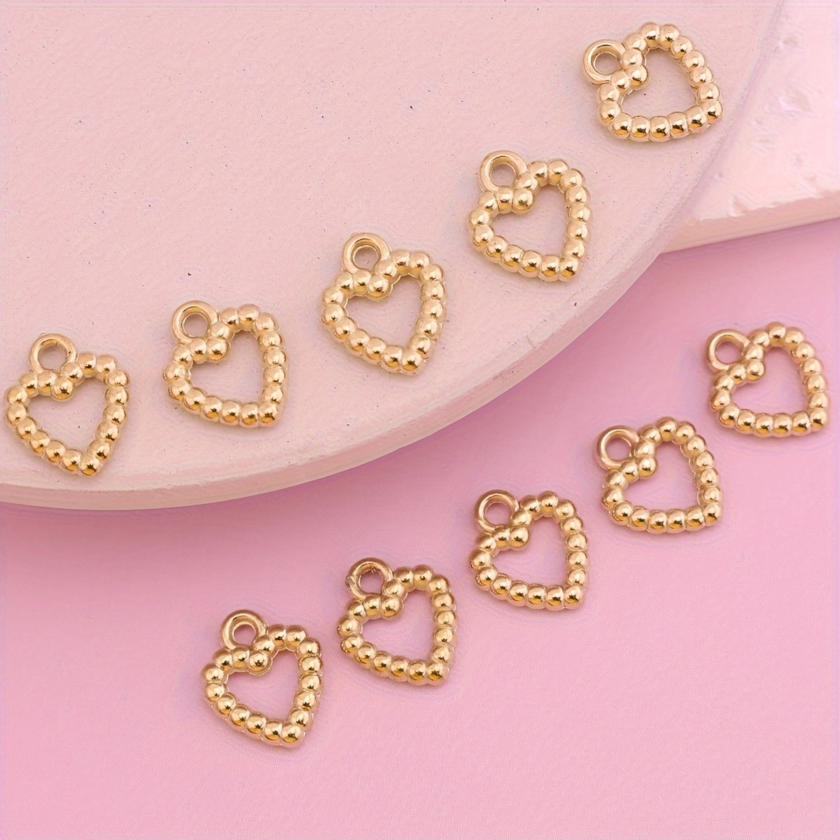 15pcs Hollow Small Heart Pendants for DIY Jewellery Making
