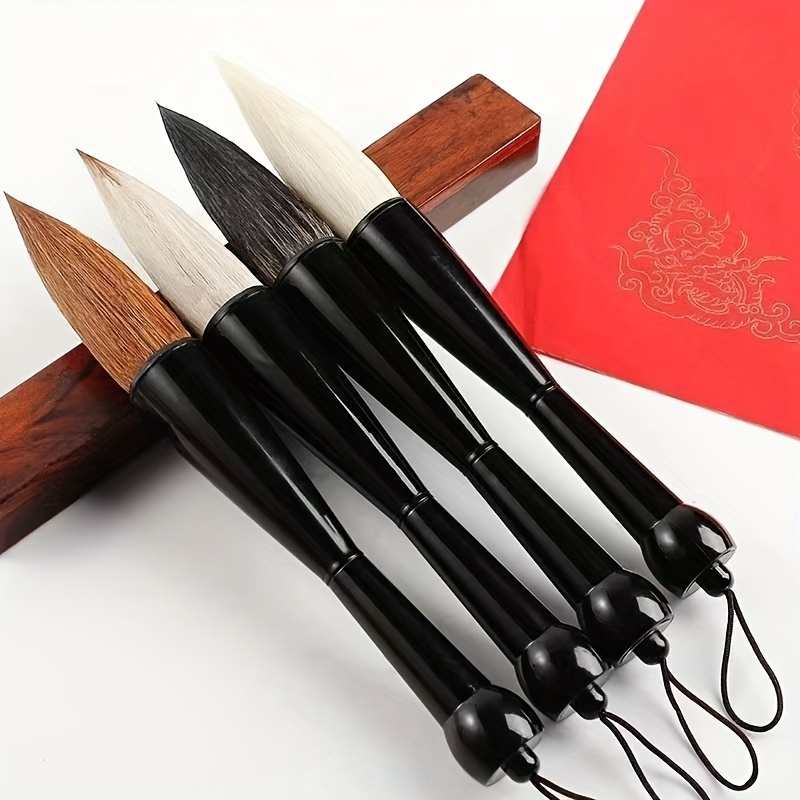 

Extra Large Artist Paint Brush Set With Wolf & Sheep Hair, Ergonomic Grooved Handle - Ideal For Painting And Art Supplies