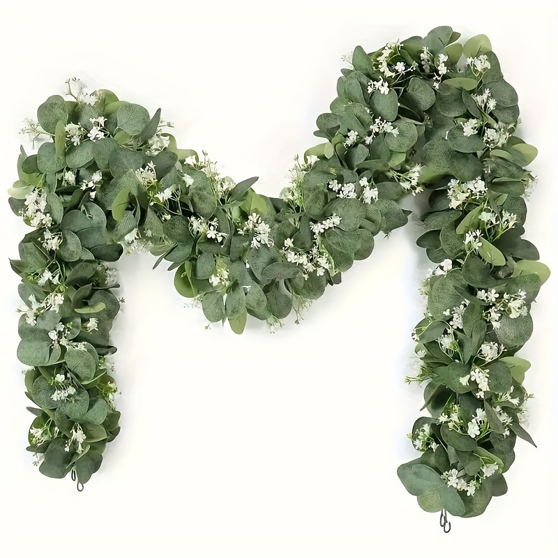 

1pc Lifelike Artificial Eucalyptus Garland - Weddings, Parties & Home Decor, Outdoor Garden Wall Accent