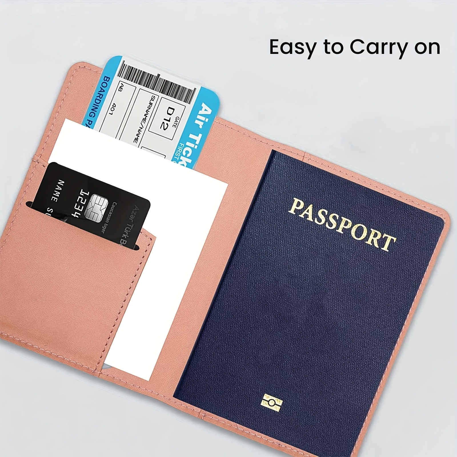 1pc Slim Faux Leather Passport Holder, RFID Blocking, Lightweight, Foldable, Travel Wallet with Vaccine Card Pocket, Dry Clean, Basic Style for Vacation Essentials