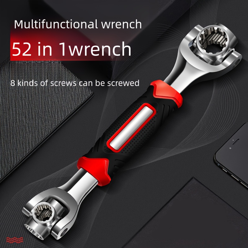 

52-in-1 Multifunctional Simple Wrench Set - Metric 8-19mm, Sae 5/16" 3/4", 360 Rotation, Wrench Tools For Home And Car Repair, Multi-function Tool Bag With Handle