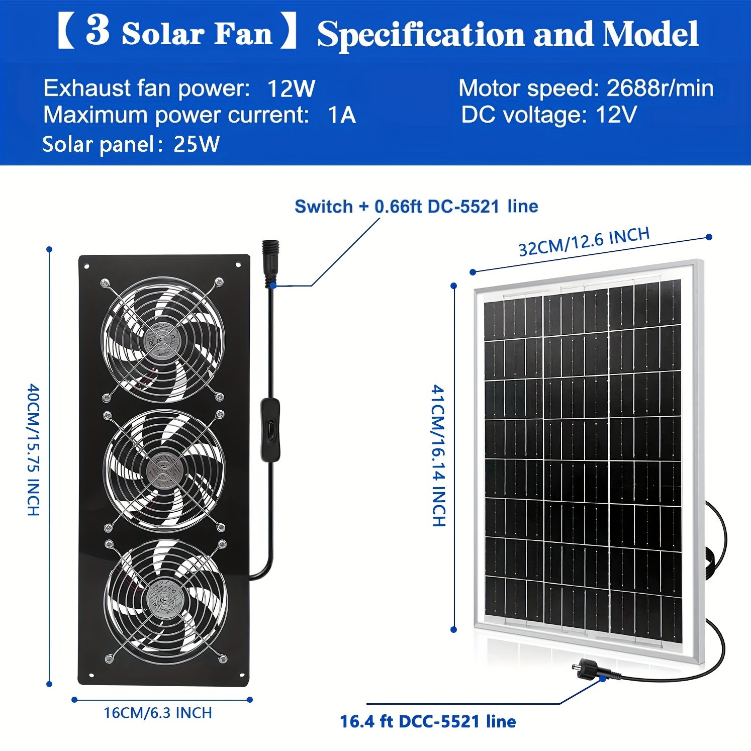 Ejoyous Solarpanel, 5 W Solarbetriebener Ventilator Produktbild-Vorschau 2