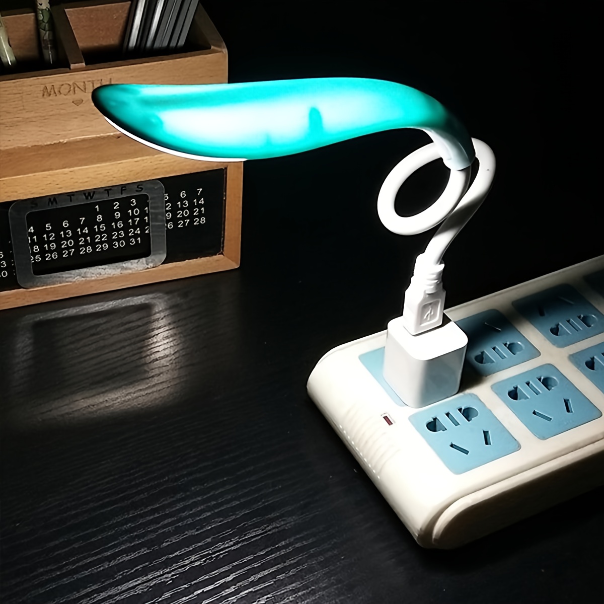 USB Plug-In Gooseneck Bedside Lamp, Adjustable Angle Reading Light