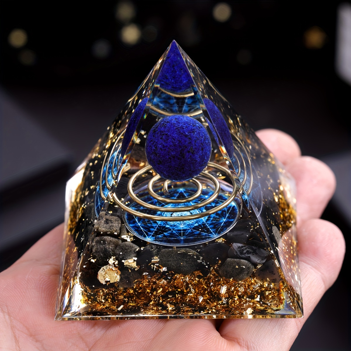 

Lapis Orgone Crystal Pyramid, Unique Gift Idea