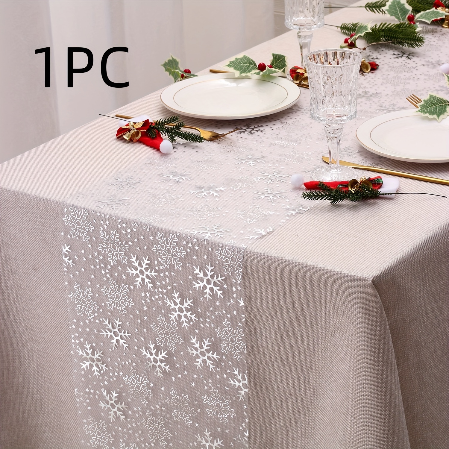TEMU 1pc Christmas Snowflake Table Runner, Suitable For Decorations, Parties, Holidays, Christmas, Halloween, New Year, New Year's Day (), 28 X