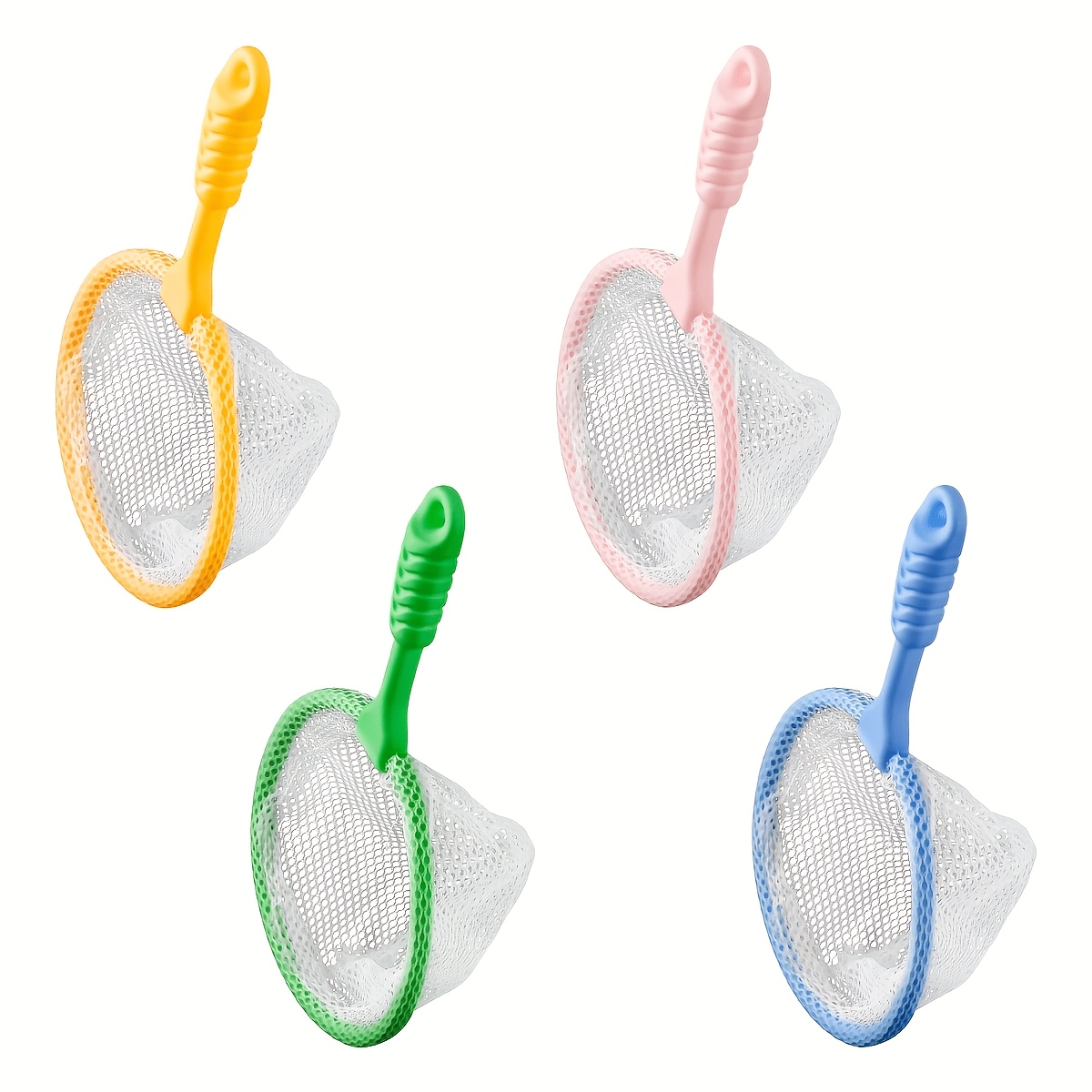 4pcs Set - Lightweight And Colorful Fishing Nets, Pond And Fountain Accessories, Pond Scoop, Suitable For Garden Play, Outdoor Camping, And Insect Catching