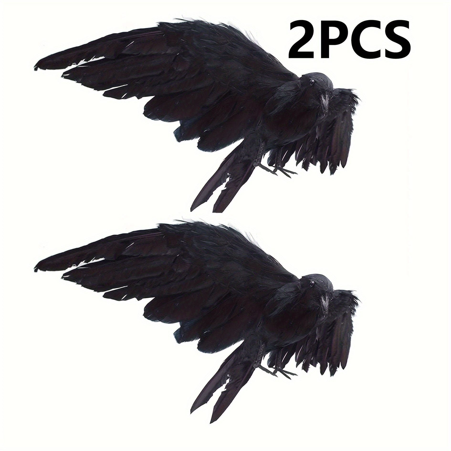 

1/2/3pcs, , Christmas Holiday Decorations, Realistic Crow Large Handmade Black Feathered Crow, Birds For Party Outdoor Decorations