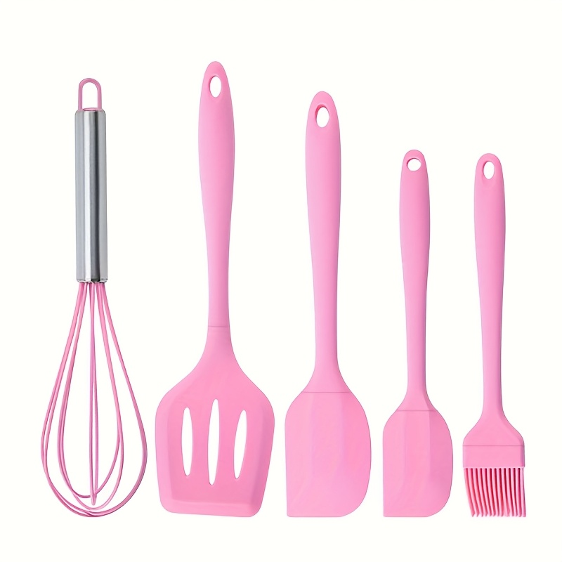 TEMU 5pcs Colored Silicone Kitchenware Baking Supplies Decorative Scraper/spatula/oil Brush/egg /pan Shovel Macaron Colored Baking Tools Cake Cream