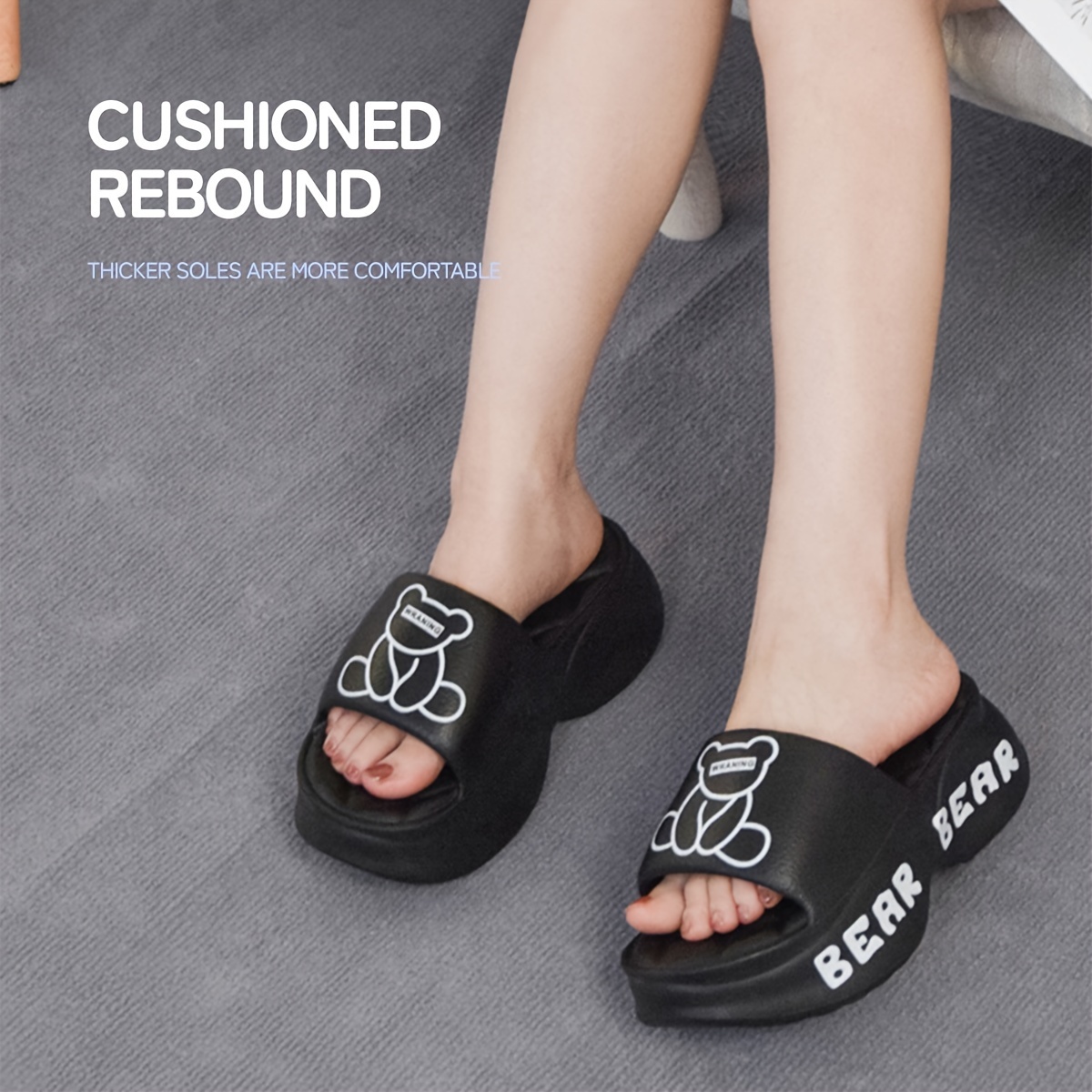 

Trendy Bear Print Platform Slides For Women, Fashion Eva Summer Wedge Slide Sandals, Indoor & Outdoor Beach Slide Shoes