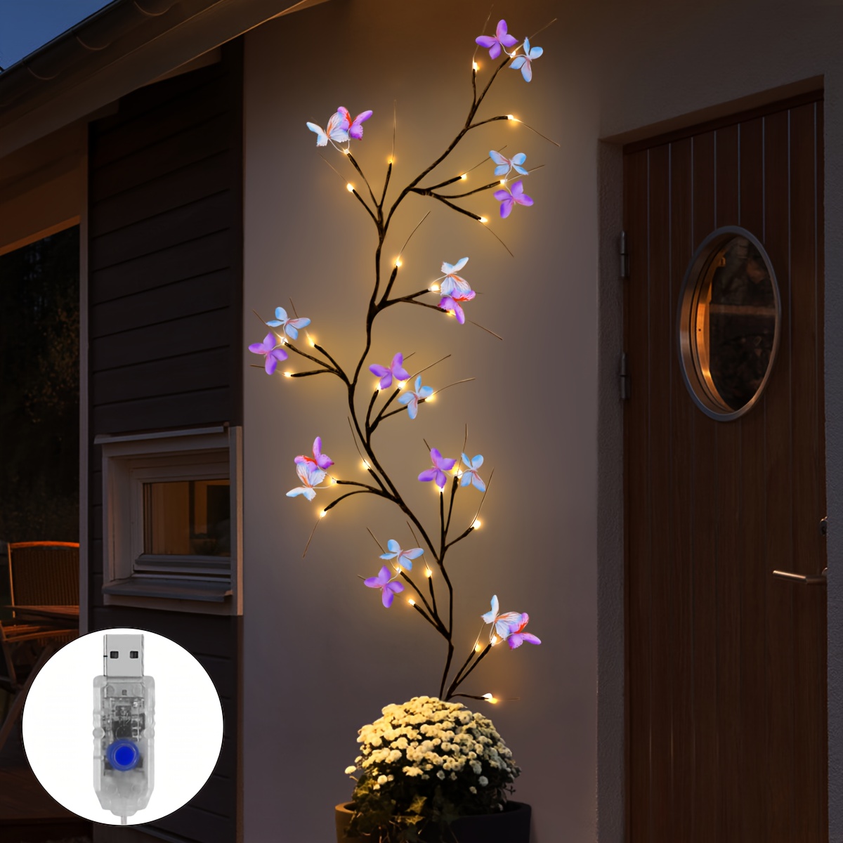 1pc Willow Vine Light With 70led Flower Indoor Wall Tree Lights Artificial Plants Tree Branches Lights 1. /4. 26ft 8 Flexible Decoration