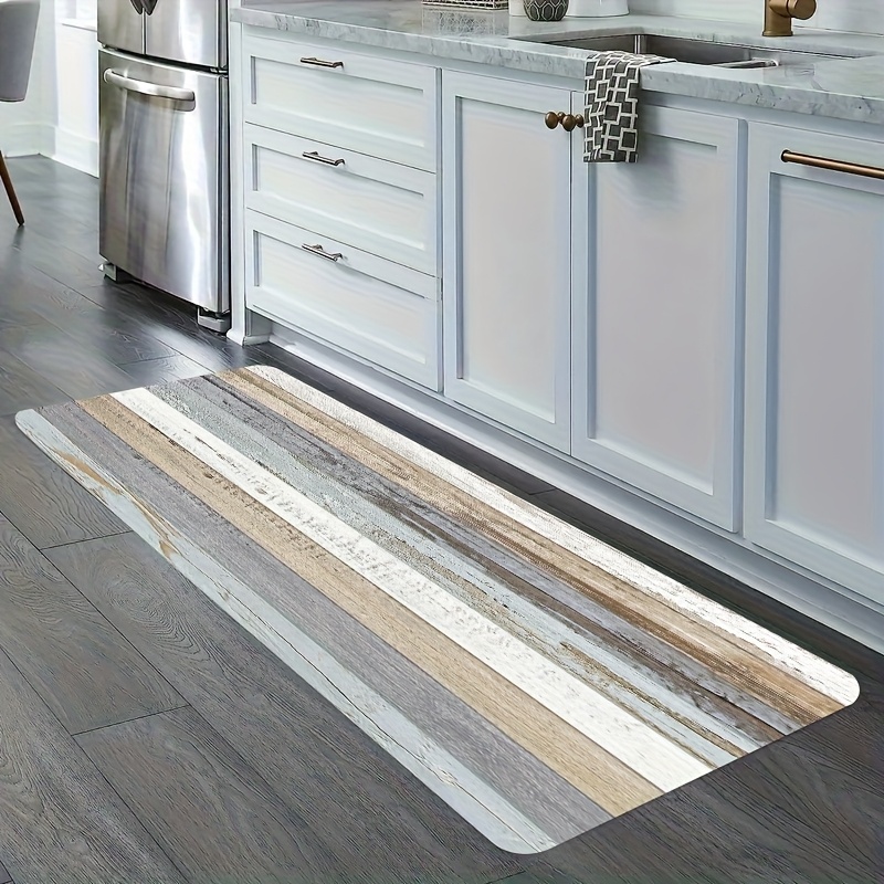 TEMU Jit1pc Thick 1.1cm Kitchen Mat, Light-colored Plank Printed Mat, Thickened, Wear-resistant, Beautifying, Suitable For Kitchen, Living Room,