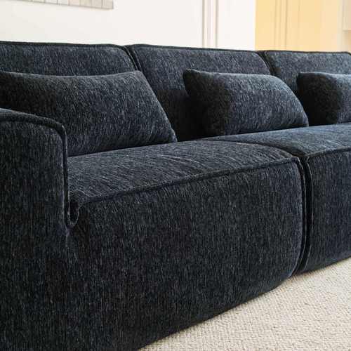 110 l shaped modular cloud couch sectional boneless 3 seater sofa with ottoman for living room bedroom and apartment ultra soft chenille fabric no chenille