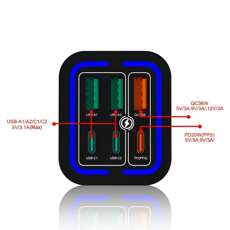 3 pack total 50w 6 ports mobile phone fast charging adapter for iphone for samsung 3pd 3usb charger adapter us plug travel charger wall charger Product details 7